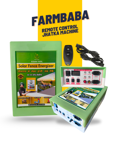 Farmbaba Solar Fence Jhatka Machine with Remote Control – 15W | Smart Electric Fence Energizer for Farm &amp; Home Security